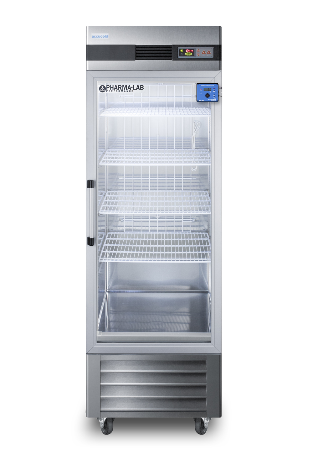 Remote alarm contacts for aftermarket use on most refrigeration equipment with a display of the current and high/low temperature and audible/visual temperature alarm